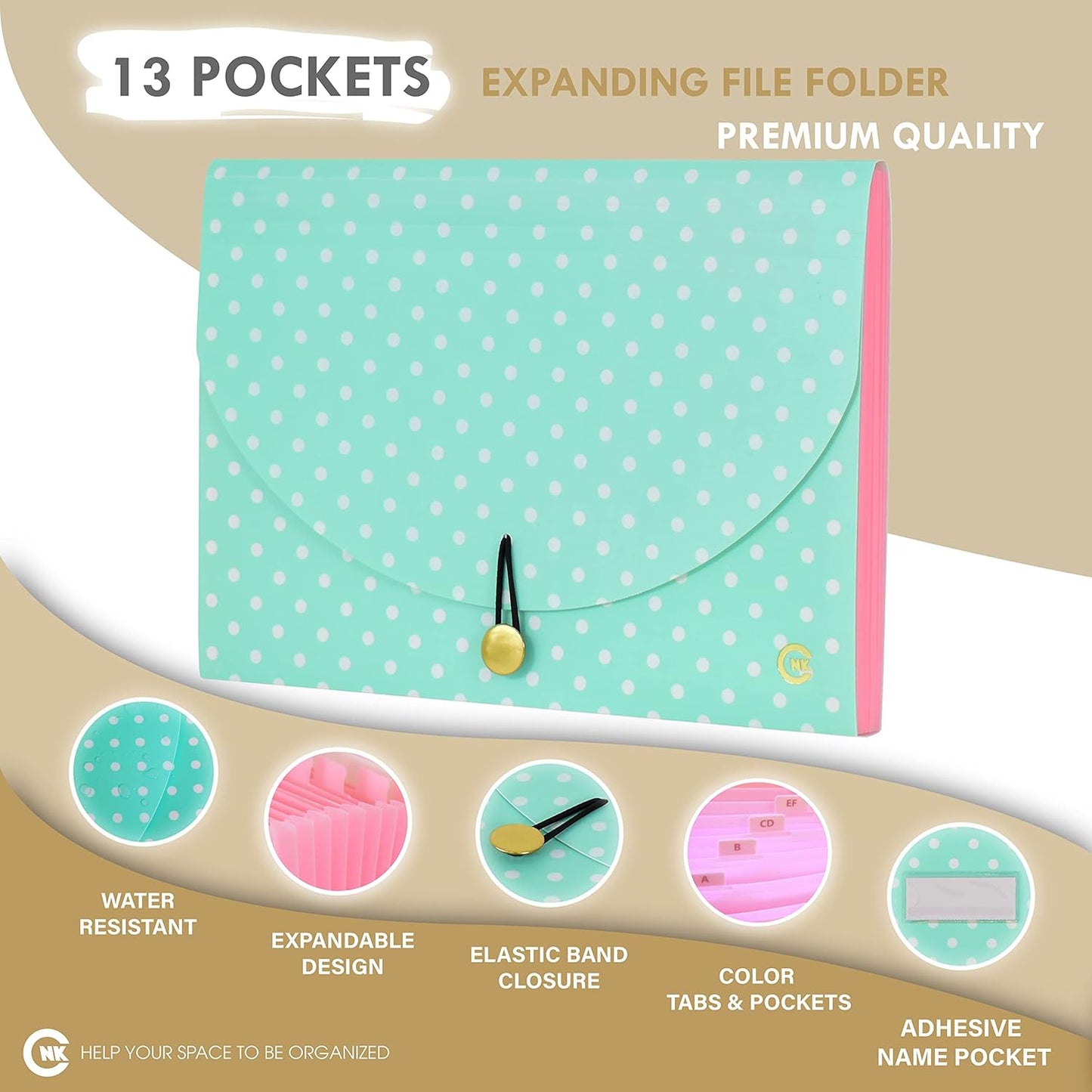 CNK File Folders Organizer with 13 Pockets Accordion Expanding Folder For Documents Receipt Document Paper Pocket Filing Products Accordian Important expandable holder files alphabetical Labels Letter