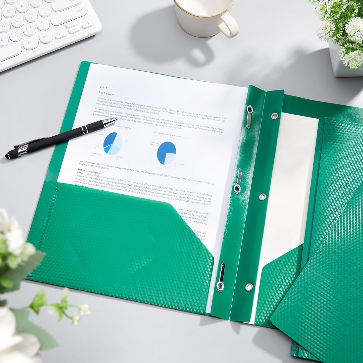 Patelai 48 Pcs Plastic Folders with 2 Pockets and 3 Prongs Home Folders with Card Slot Letter Size Heavy Duty Report Covers for Back to School(Green,Diamond)