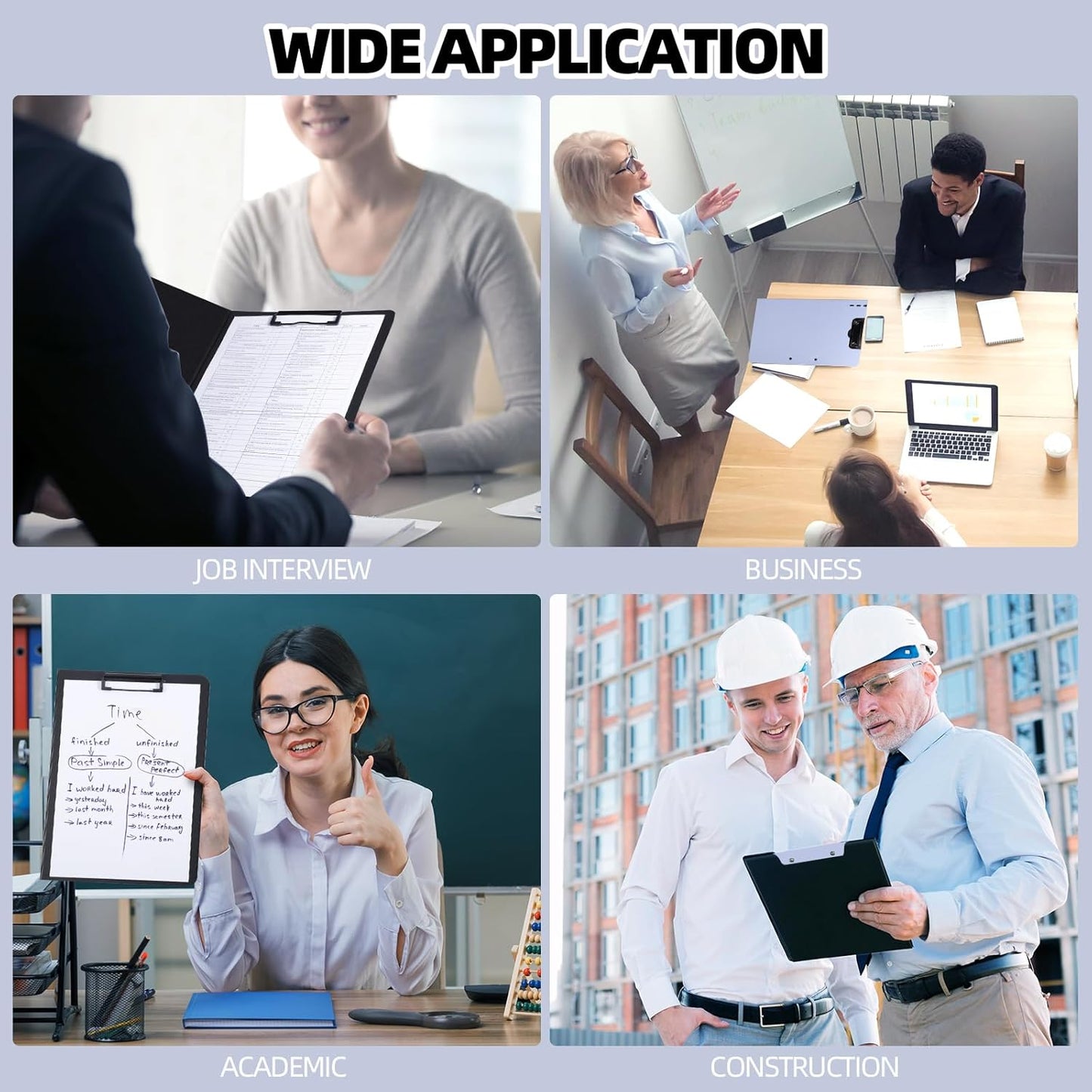 Clipboard Folder, 2 Pcs A4 Foldable Clipboard with Horizontal and Vertical Double Metal Clips, 360 Degree Foldable Binder Clipboards with Pen Holder, File Cover Work Folder Clipboards, Purple