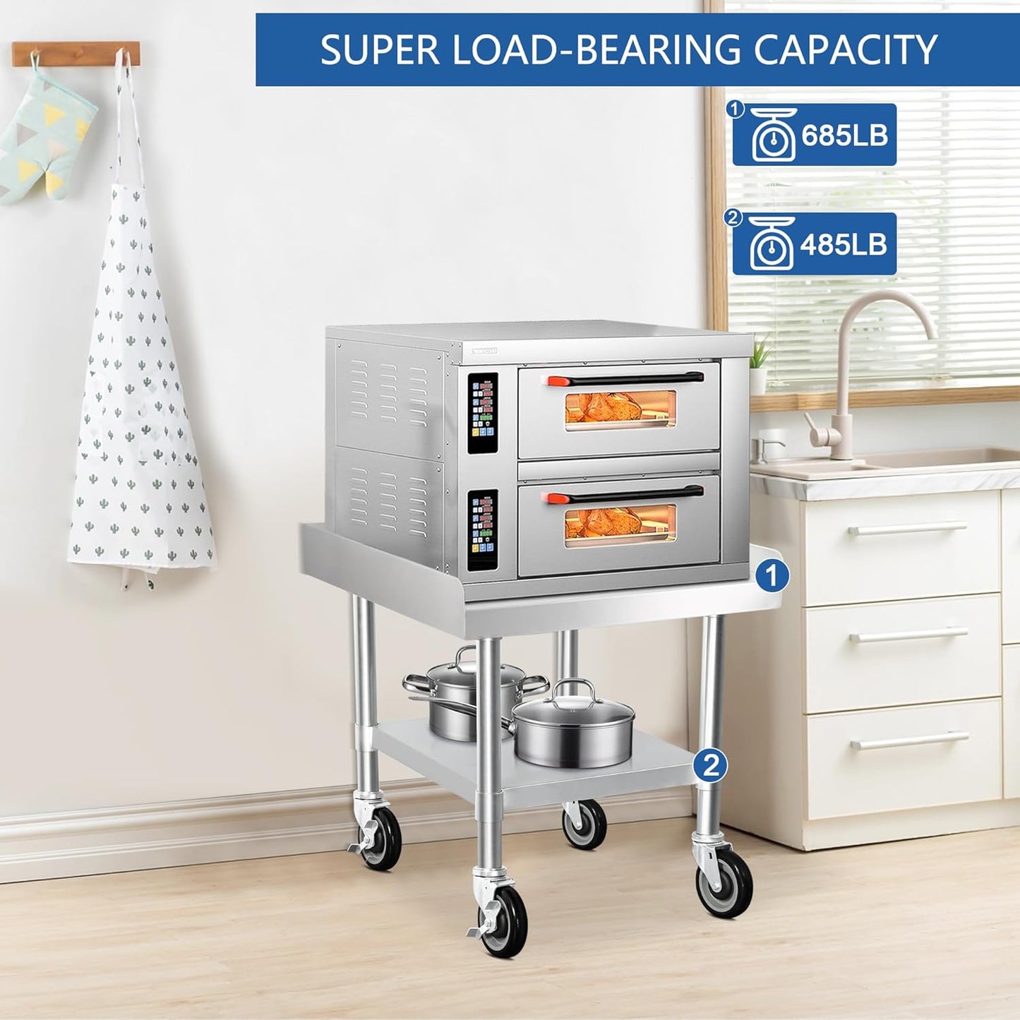 HARDURA Stainless Steel Equipment Stand Metal Prep Table with Casters 30"X 24" NSF 430 for Commercial Food Prep