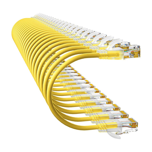 Cat6a Patch Cables 2ft (24 Pack) Slim, Cat6 Ethernet Patch Cable Pure Copper, Flexible Cat 6 Patch Cable 550MHZ 10G, Space-Saving Cat 6A Network Cables for Patch Panel, Yellow