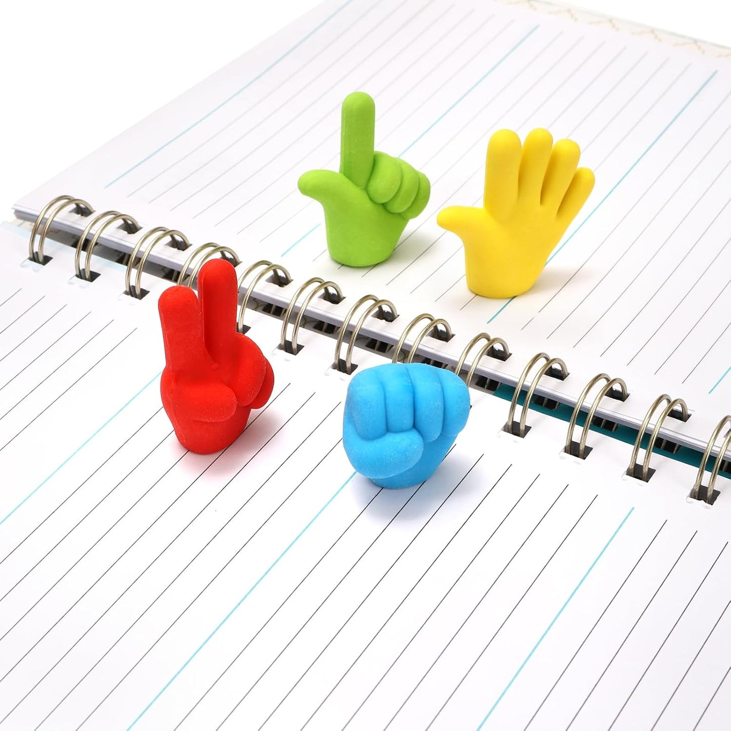 Frcctre 200 Pack Pencil Eraser Caps, Funny Rock Paper Scissors Shapes Pencil Top Erasers Studying Supplies for Teachers Students Classroom Home and Office, 4 Colors&Shapes