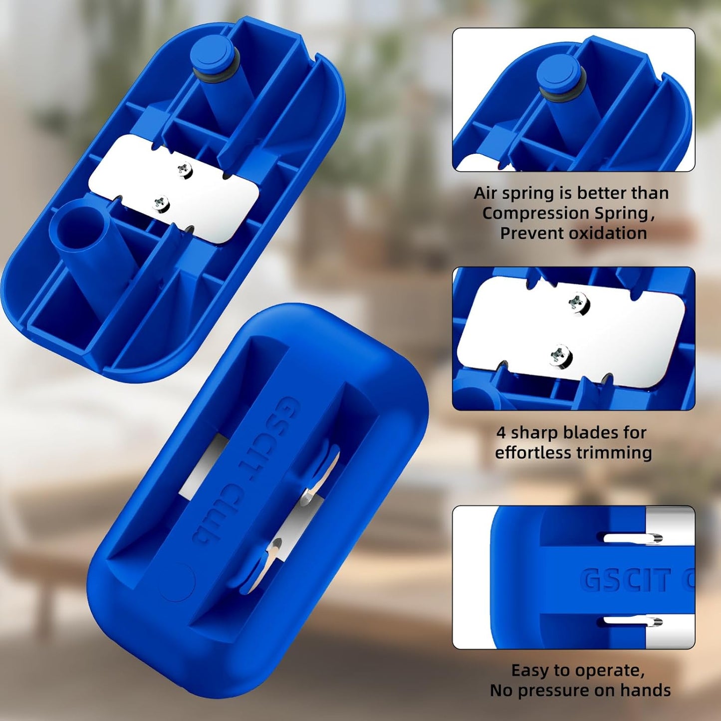 GSCIT Club Edge Banding Trimmer, with Tungsten Carbide Blades, Hand Planer Edge Bander for Burrs,Edge Corner Planer,Wood Chamfering Fillet Scraper,Edge Banding Cutter for PVC ABS Melamine (Blue)