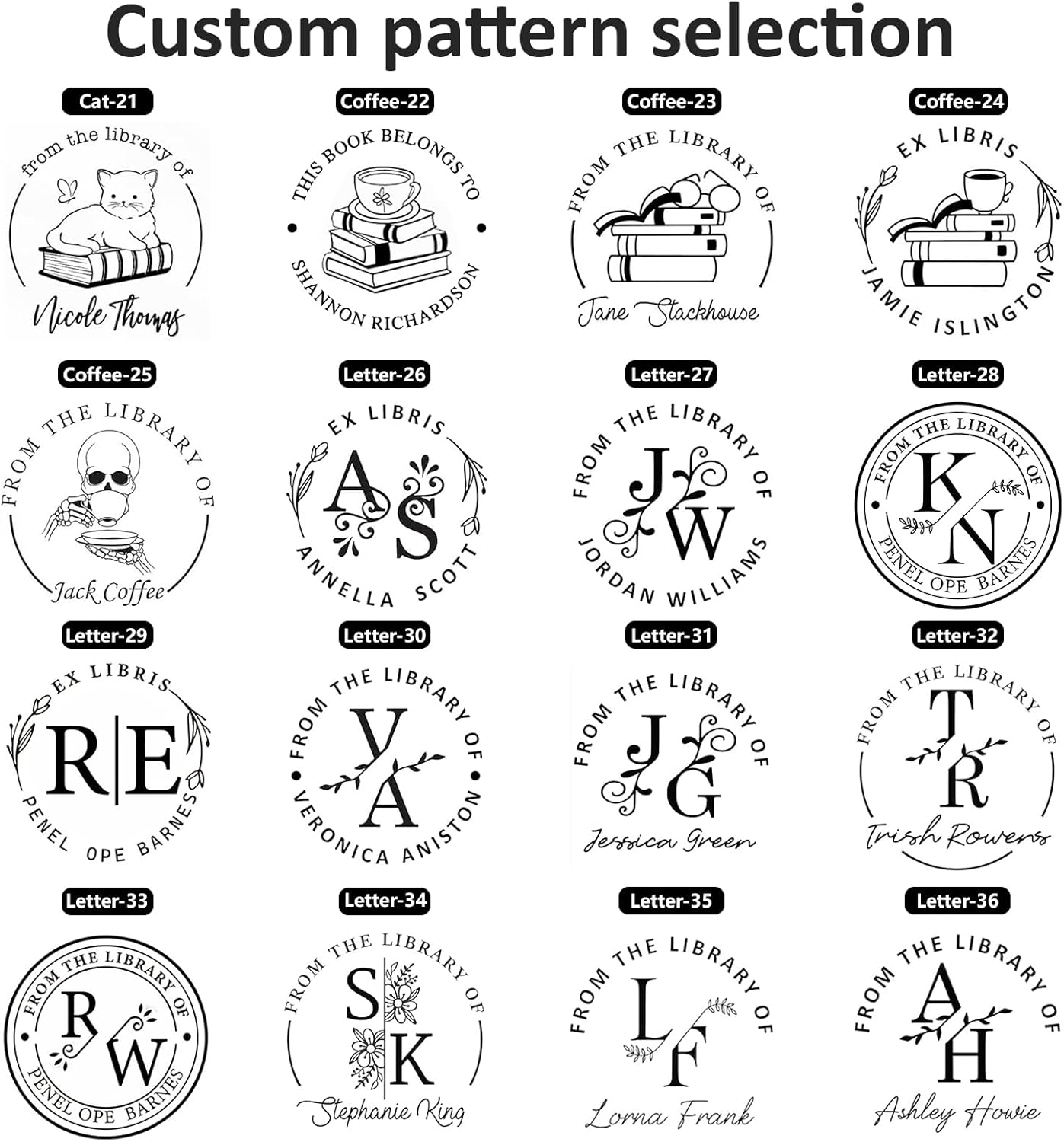 Custom Self-Inking Stamps | Personalized Book Stamp Gift for Book Lovers | 5 Ink Colors (Floral)