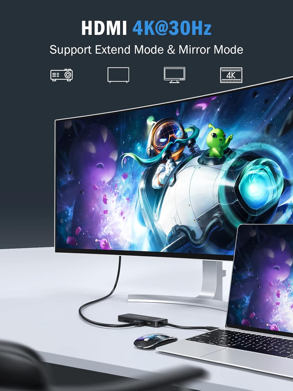 Lemorele 9-in-1 USB C Hub Multiport Adapter, USB C Dongle w/4K HDMI for MacBook Pro Air, 3 USB3.0 5Gbps and 1 USB2.0 Port, Type-C 3.0, 100W PD, SD/TF, Docking Station for Windows/iPad/Dell/HP/Lenovo