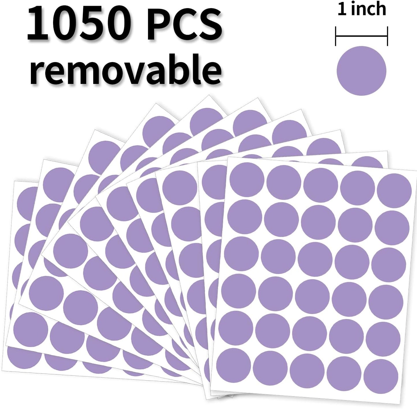 1 Inch Removable Color Code Dot Sticker Round Labels,Garage Sale Stickers Price Tags Label Blank Yard Sale Circle Dot Stickers Removable Writable Not Blurry (1050 Pack,Purple)