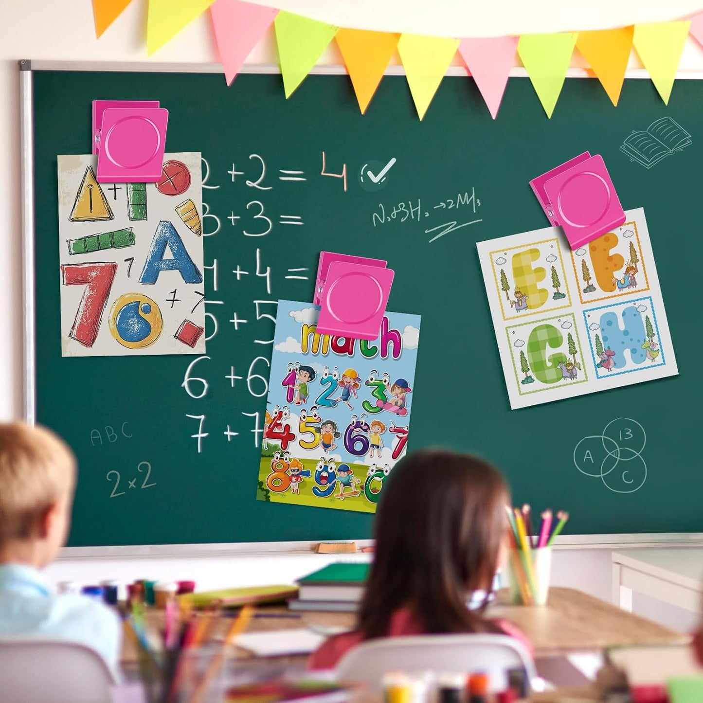 FINDMAG Pink Magnetic Clips, 2.2inch Heavy Duty, Strong Magnet Clips for Fridge, Whiteboard, Classroom, Office (Pack of 4)