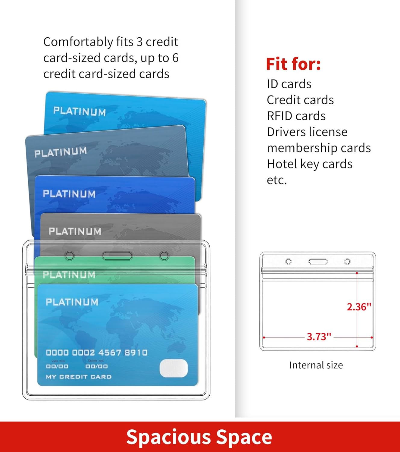 100 Pack Horizontal Clear ID Badge Holder, Plastic Name Badge Holders, Key Card Protector Cover Sleeve with Waterproof Resealable Zipper for Nurses Lanyard, Work I'd