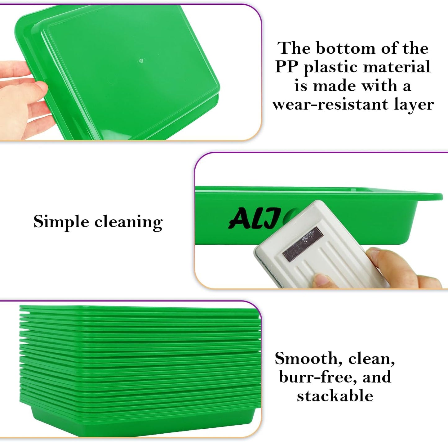 Craft Tray,24 Pack Art Trays for Kids Plastic Activity Trays Stackable Craft Trays,Shallow Craft Storage Organizer, DIY Project & Painting Tray,Art Supplies,9.45 x 7.1 x 0.98 Inch (Green)