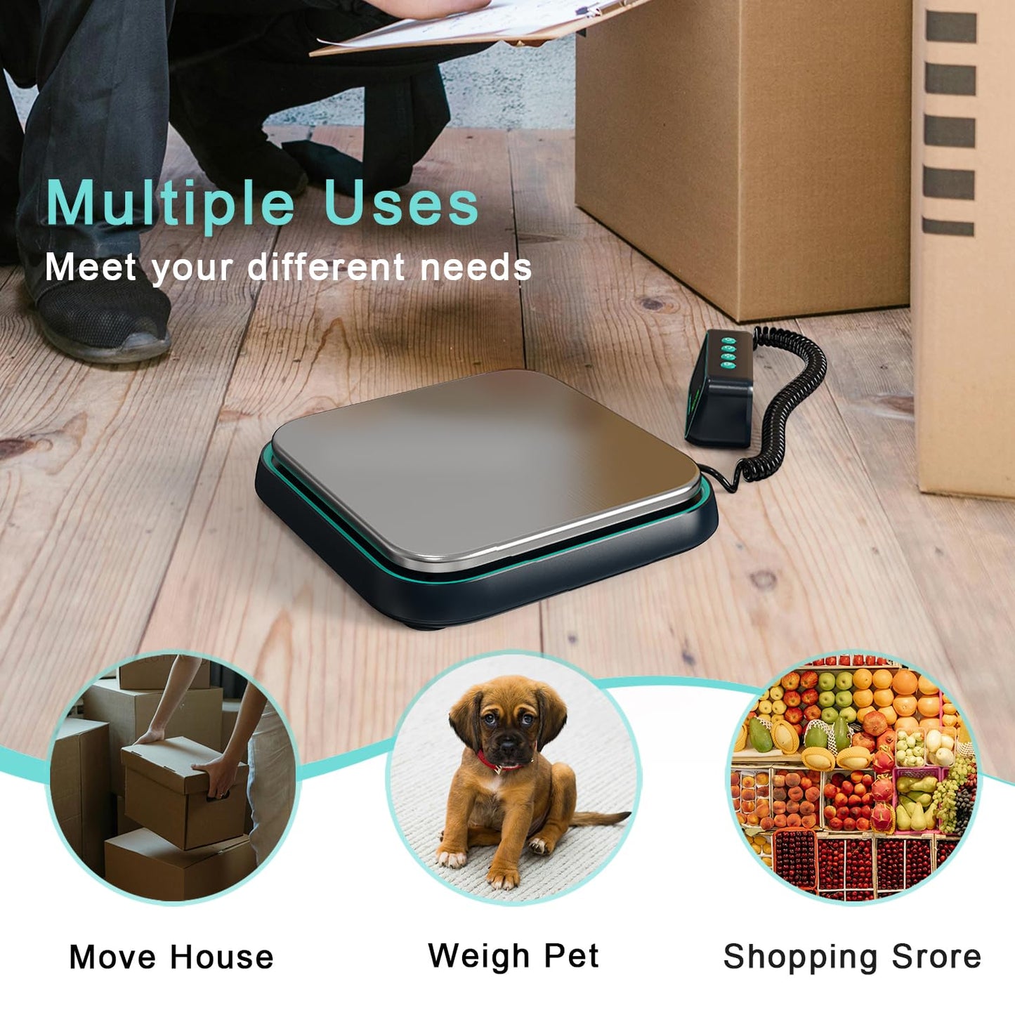 Digital Shipping Scale, 86 lbs/0.1oz Highly Accurate Postal Scale for Packages with Hold/Tare/Separate LCD Display，Stainless Steel Postage Scale，Package Scale for Small Business, Mail Scale