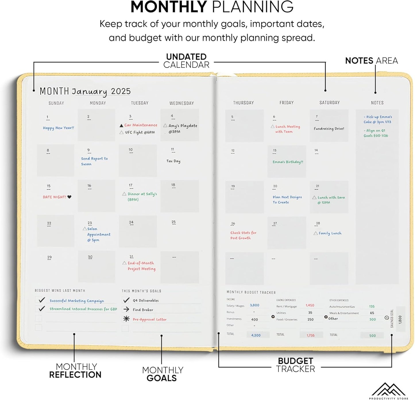 Undated, 2025 Planner, 5.8” x 8.3” - The #1 Productivity Planner to Achieve Your 2025 Goals - Planner 2025-2026 by PRODUCTIVITY STORE (A5, CREAM)