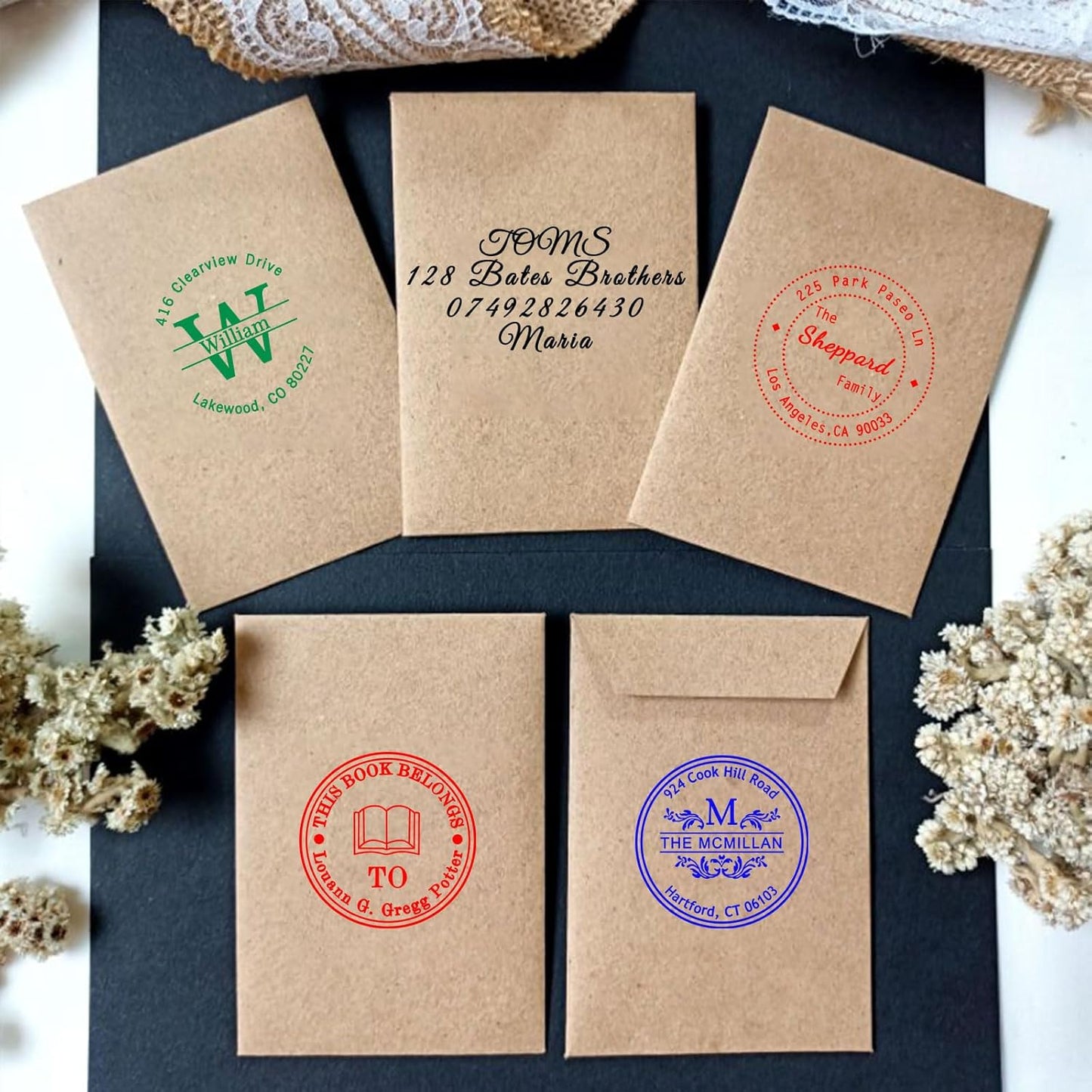 Custom Round Stamp Personalized Self-Inking Rubber Stamps Customized Business Label Stamp Return Address Rubber Office Name Text Logo 4 Ink Color