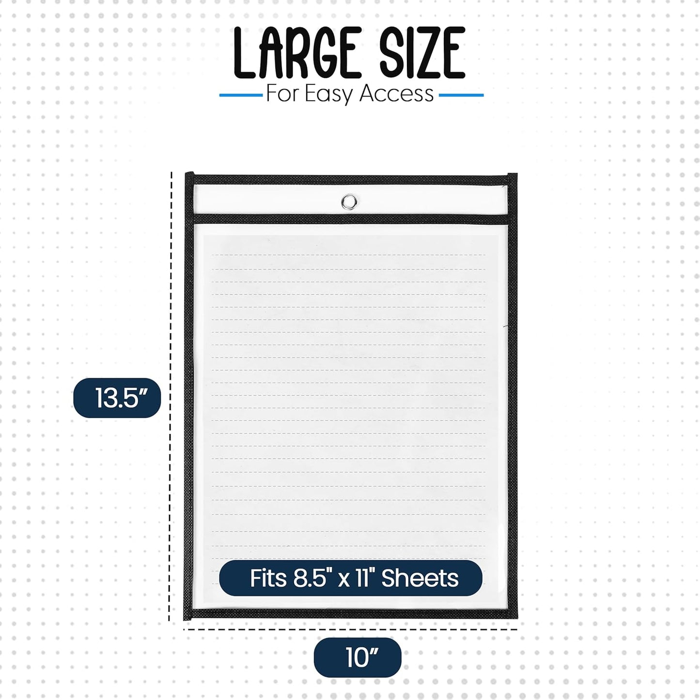 Essex Wares - 50 Pack, Black, Job Ticket Holders, 10" Wide x 13.5" Tall - Clear Plastic Shop Ticket Holders - Easy to Use, Reusable & Easy Erase Plastic Invoice Holders, Water-Resistant & Durable