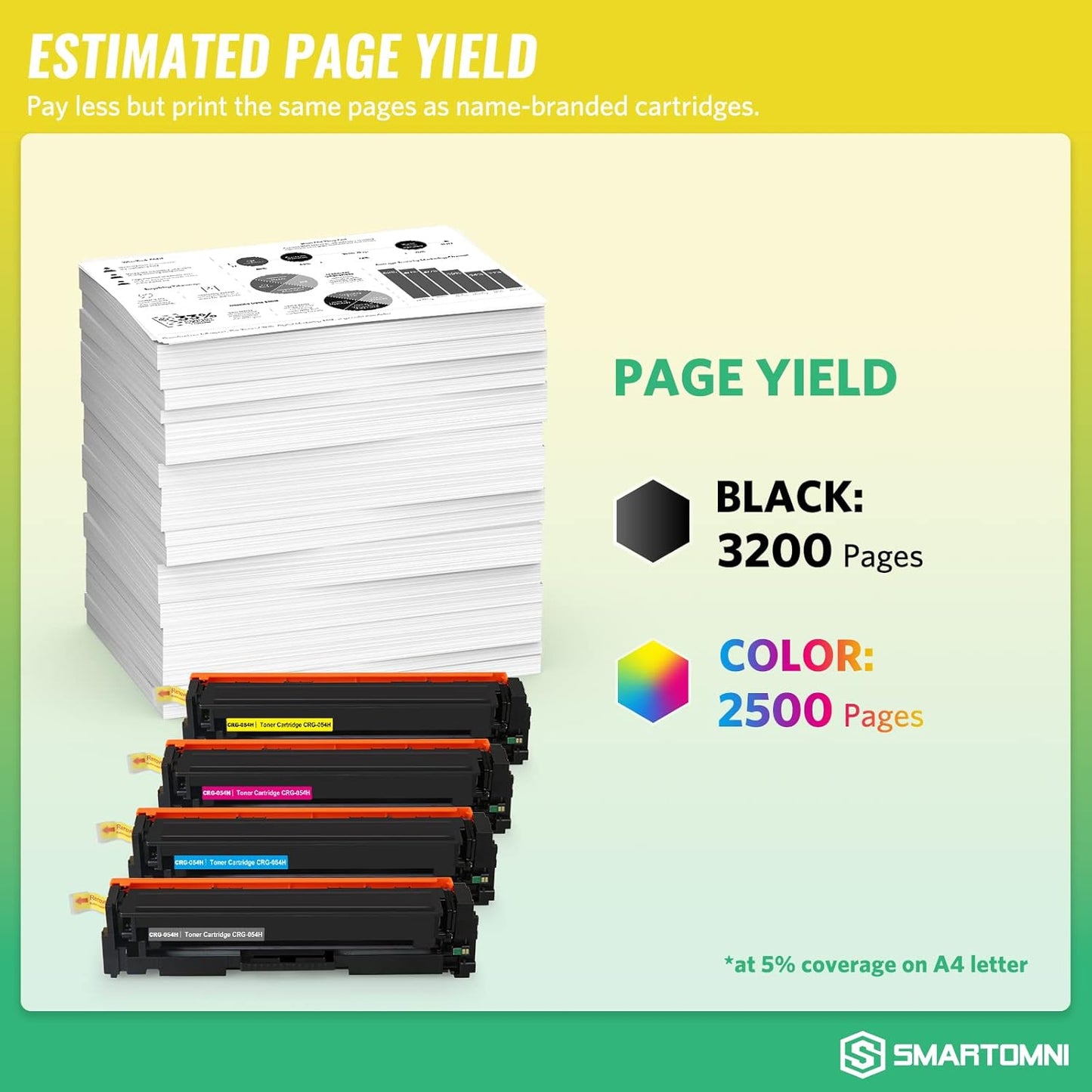 Compatible Toner Cartridges Replacement for Canon 054 054H CRG-054H High Yield use for Canon Color imageCLASS LBP620 LBP622Cdw LBP623Cw MF640C MF641Cw MF642Cdw MF644cdw MF645Cx 4 Packs