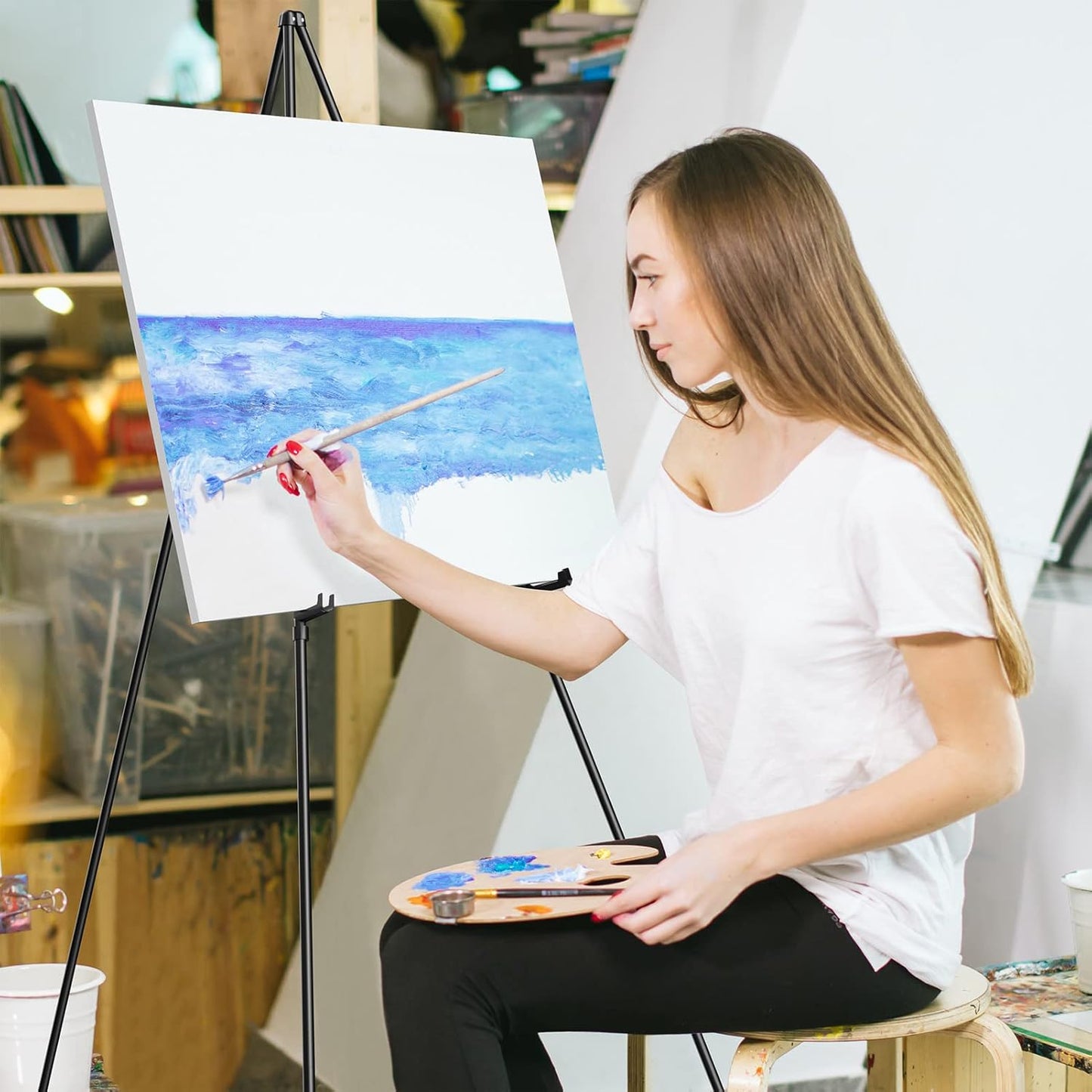 Easel Stand for Display, Aredy 63" Portable Painting Easel, Lightweight Metal Easels for Painting Canvas, Wedding Sign (4 Pack)