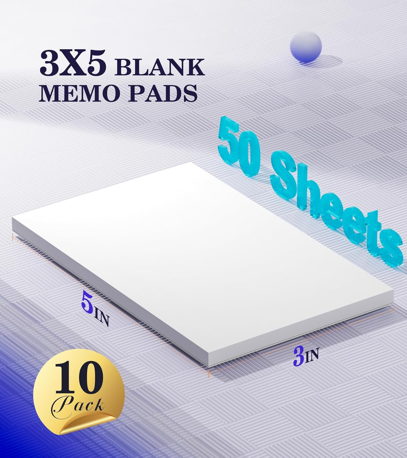 Small Note Pads 3x5 Pocket Notepad, 10 Pack Server Note Pads 3x5, White Memo Pads, Scratch Pads, Small Writing Pads White Paper, 50 Sheets per Blank Mini Notepads 3x5 Scratch Paper for Work/School