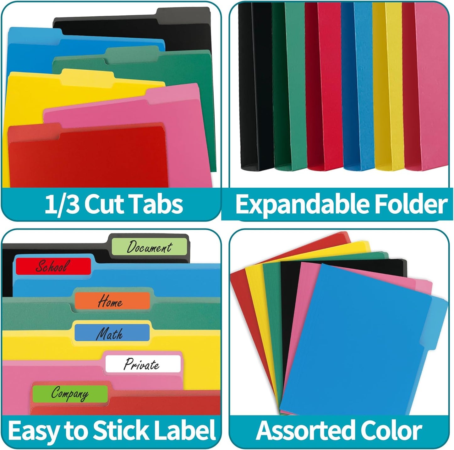 36 Packs File Folder,1/3-Cut Tabs,Red File Folder Letter Size,8.5x11 Pink File Folders for Office,School and Home,Organizer Folder