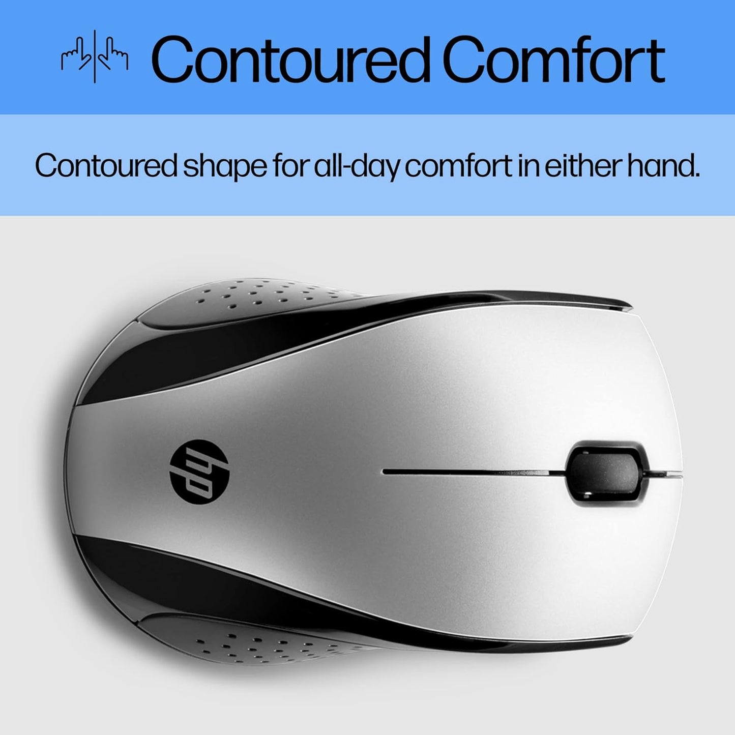 HP X3000 G3 Wireless Mouse Silver, up to 15-Month Battery,Scroll Wheel, Side Grips for Control, Travel-Friendly, Blue LED, Powerful 1600 DPI Optical Sensor, Win XP,8, 11 Compatible (683N9AA#ABL)