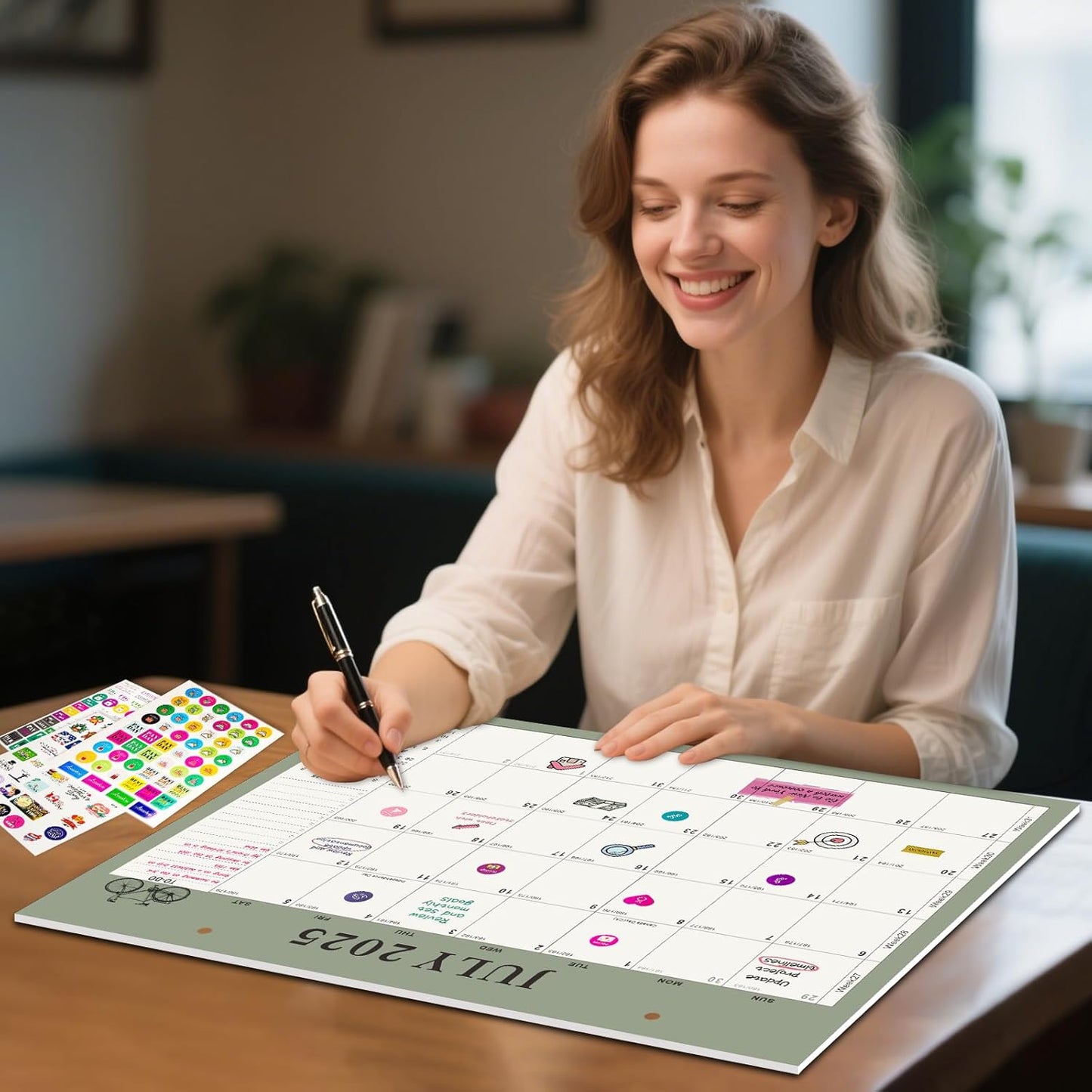 Gannyfer Desk Calendar 2025-2026, Magnetic Calendar for Refrigerator, July 2025-Dec 2026, 18 Monthly Wall/Fridge/Desktop Calendar with Hanging String, Magnetic Stripe, 3 Stickers, for Office, Home or School (14" x 11")