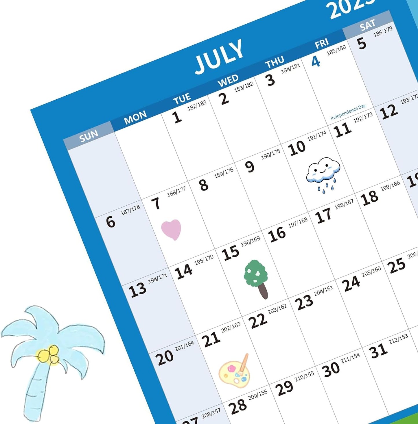 2025-2026 Wall Calendar 34.8" x 22.8" Large Vertical Yearly Wall Hanging Calenda with Julian Date from July 2025 to June 2026 Thick Paper Calendar 12 Month Annual Planner for Office Fridge(Colorful)