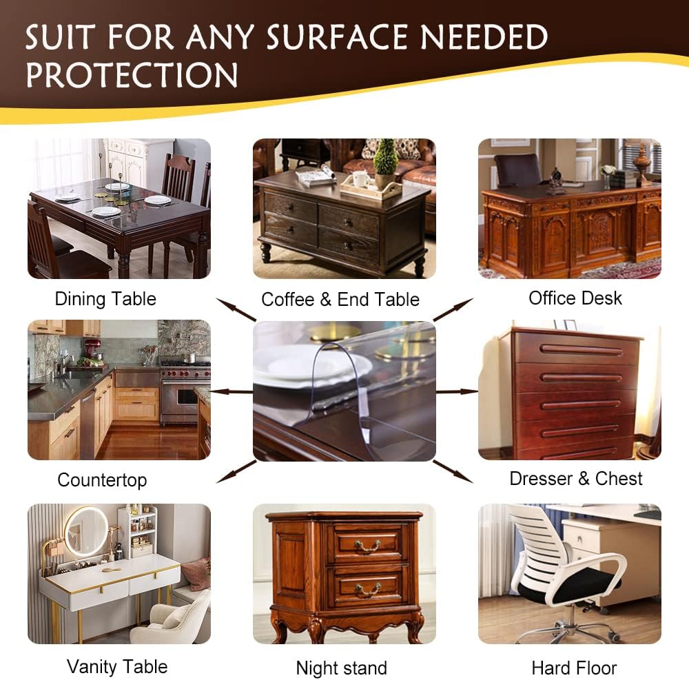 12x12 Inch Square Clear Desk Pad Small Crystal PVC Table Cover Mat Waterproof Plastic Tablecloths Desk Top Protector for Side End Table Night Stand Painting Desk Writing Desk Computer mat Coffee Table