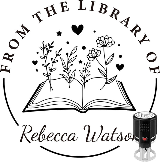 Custom Self-Inking Stamps | Personalized Book Stamp Gift for Book Lovers | 5 Ink Colors (Style08)