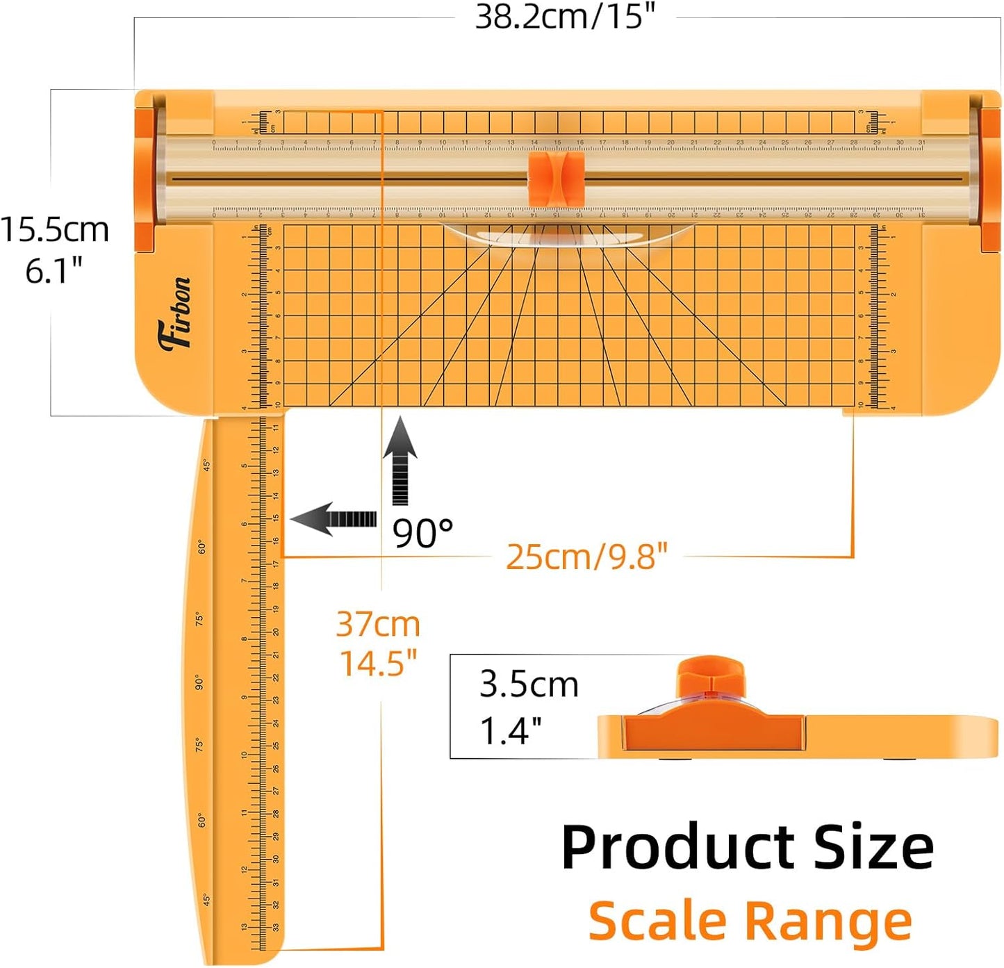 Firbon Yellow A4 Paper Cutter, 12 Inch Titanium Straight Paper Trimmer with Side Ruler for Scrapbooking Craft, Paper, Coupon, Label, Cardstock