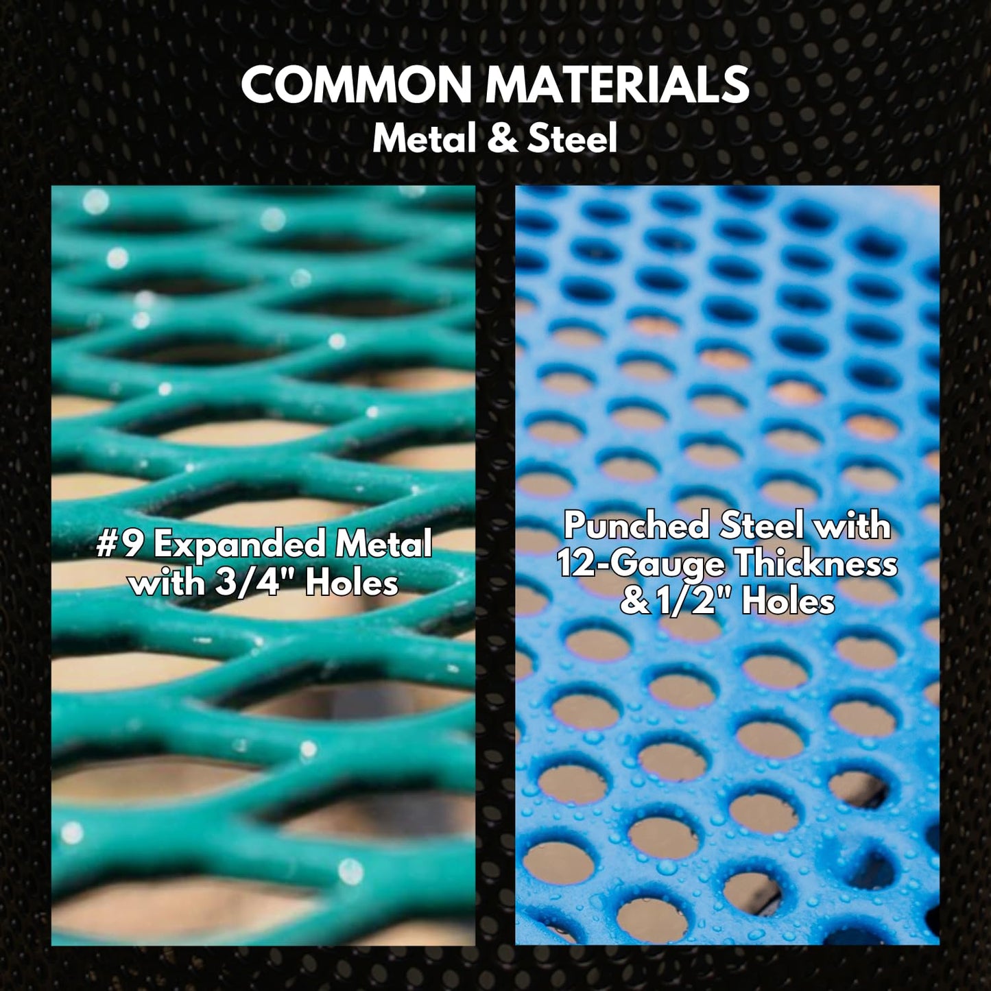 Coated Outdoor Furniture 32-Gallon Heavy-Duty Punched Steel Round Trash Receptacle, Commercial Outdoor Waste Bin with Liner & Black Flat Top Lid – Made in America (Textured Dark Green)