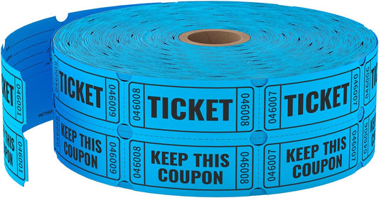 2000 Methdic Blue Raffle Tickets (4 Color Selection), Double Roll, Ticket for Events, Entry, Class Reward, Fundraiser & Prizes