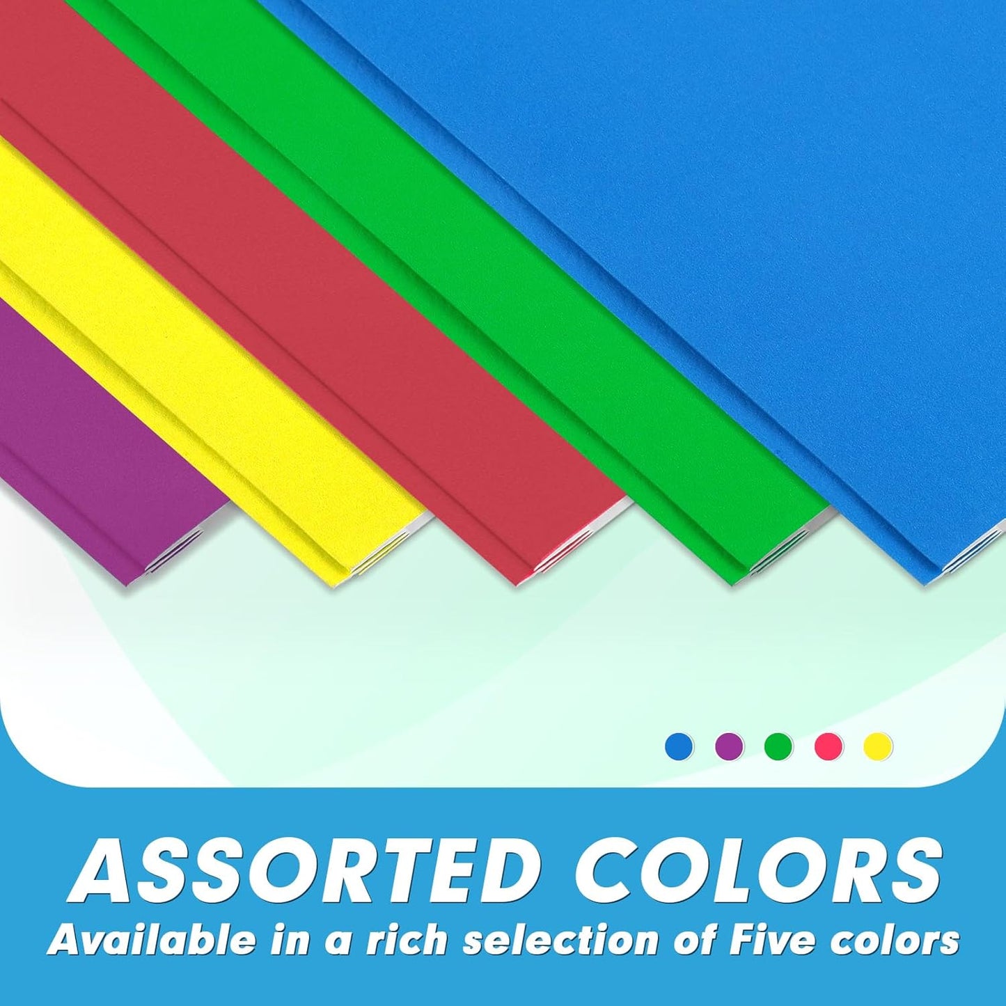 Two Pocket Folders, PANDRI 30 Pack Two Pocket Folders with Prongs, Designed for Office and Classroom, Assorted 5 Colors 2 Pocket 3 Prong Folders