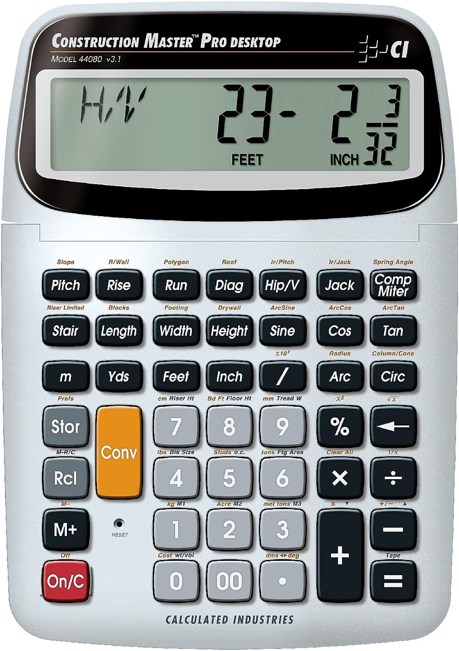 Calculated Industries 44080 Construction Master Pro-Desktop Advanced Construction Math Feet-Inch-Fraction Calculator with Trig Tool for Architects, Estimators, Contractors, Builders and Remodelers