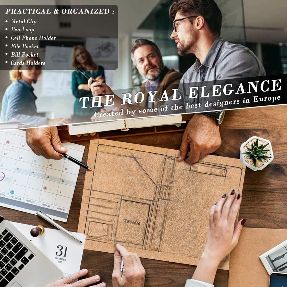 Darolin Business/Resume Padfolio Portfolio Folder with Letter/A4 Size Clipboard, Interview/Conference/Legal Document Organizer, Premium Portfolio Professional Case, Padfolio for Women/Men-Redwine