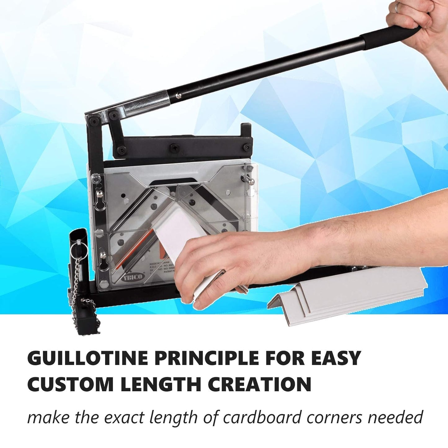 IDL Packaging AC-110 Portable Cutter for Cardboard Edge Protectors up to 4" x 4" x 0.4" Size - Heavy-Duty Tool for V-Board Cardboard Corners of Various Length - Stationary or Fully Portable Use