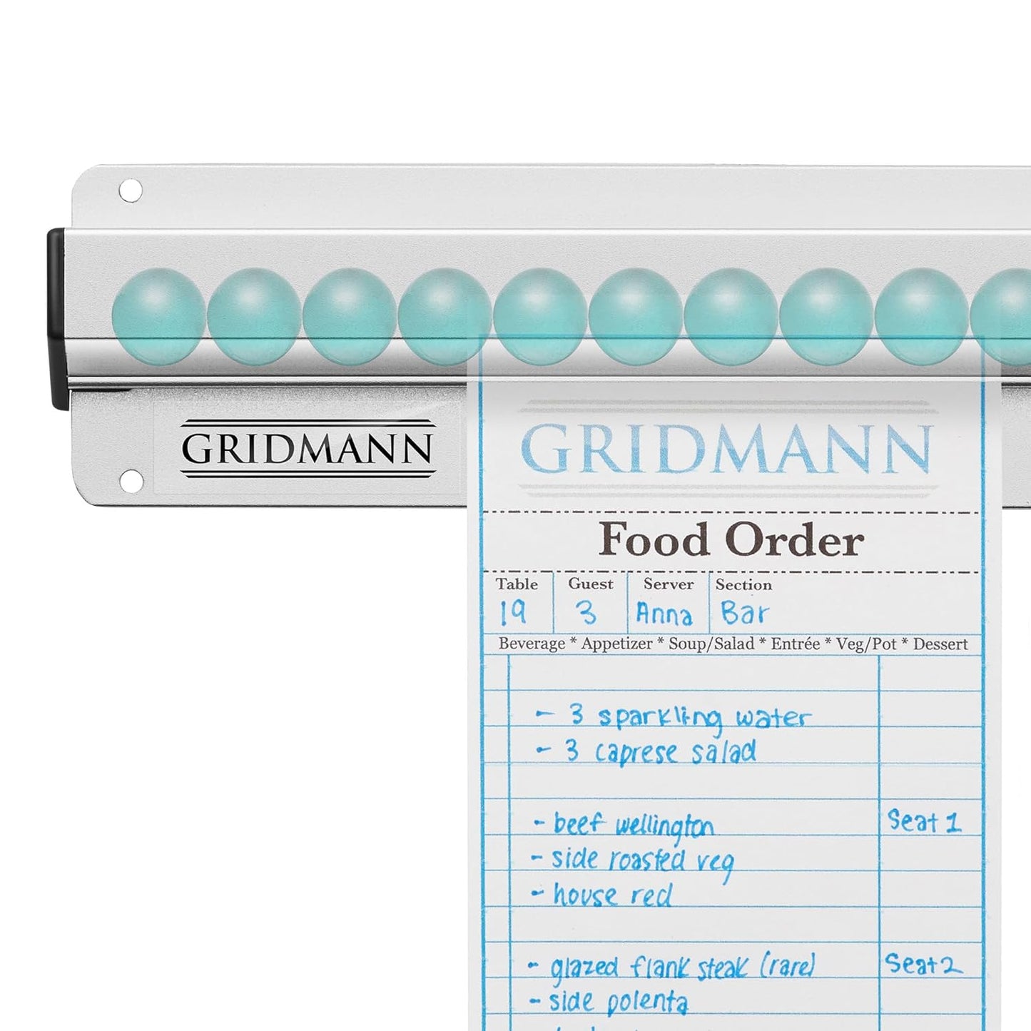 GRIDMANN 44-inch Slide Check Rack, Aluminum Restaurant Ticket Holder for Commercial Kitchen Food Orders