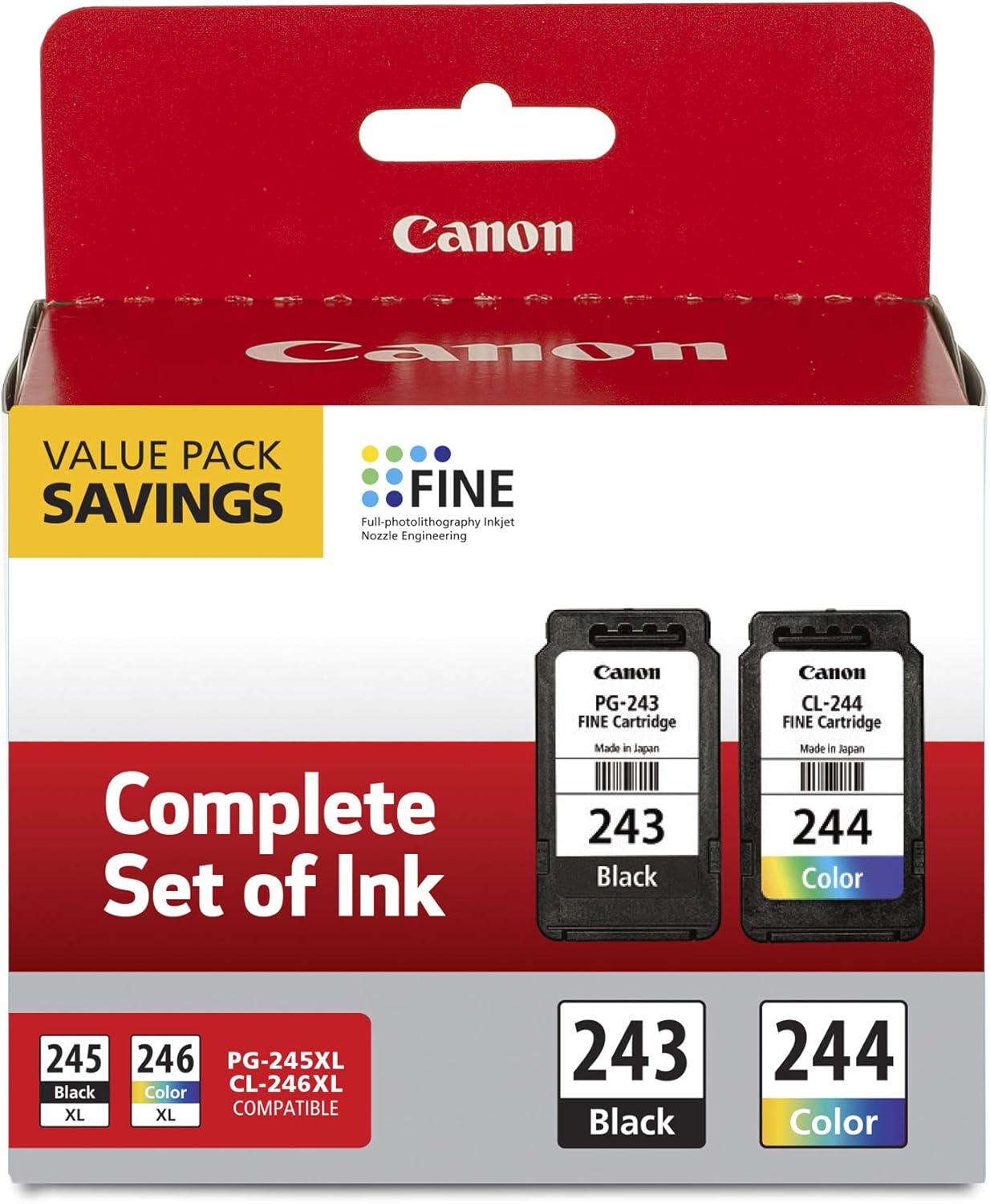 Canon PG-243/ CL-244 Ink Multi Pack, Compatible to TR4520, MX492, MG2520, MG2922, TS302 and TS202 & nk Glossy Photo Paper 8.5" x 11" 100 Sheets (1433C004)