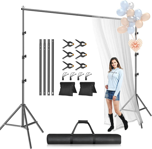 EMART Photo Backdrop Stand kit, 9 x 10 ft Back Drop Adjustable Frame for Photography, Photoshoot Banner Background Support Holder for Parties Dectoration