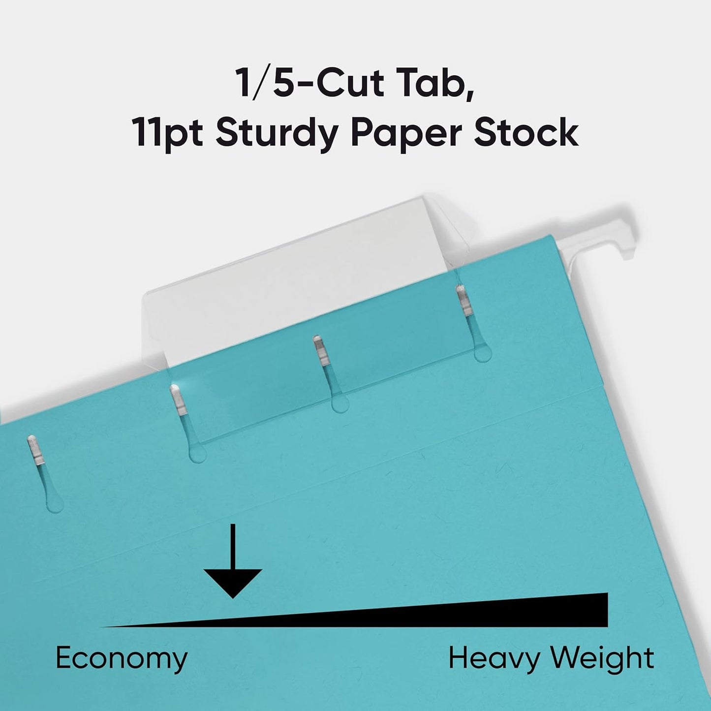 Smead Standard Hanging File Folders, 25 Count, Aqua Blue, 1/5-Cut Adjustable Tabs, Letter Size (64058)