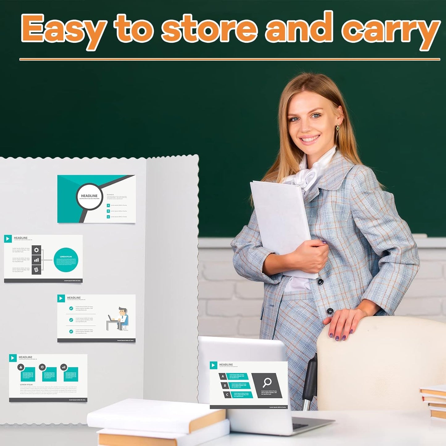 Ctosree 24 Pcs Tri Fold Board Bulk, Science Fair Project Board,Lightweight Presentation Trifold Display Poster Board, Single Wall(36 x 48 Inch,White)