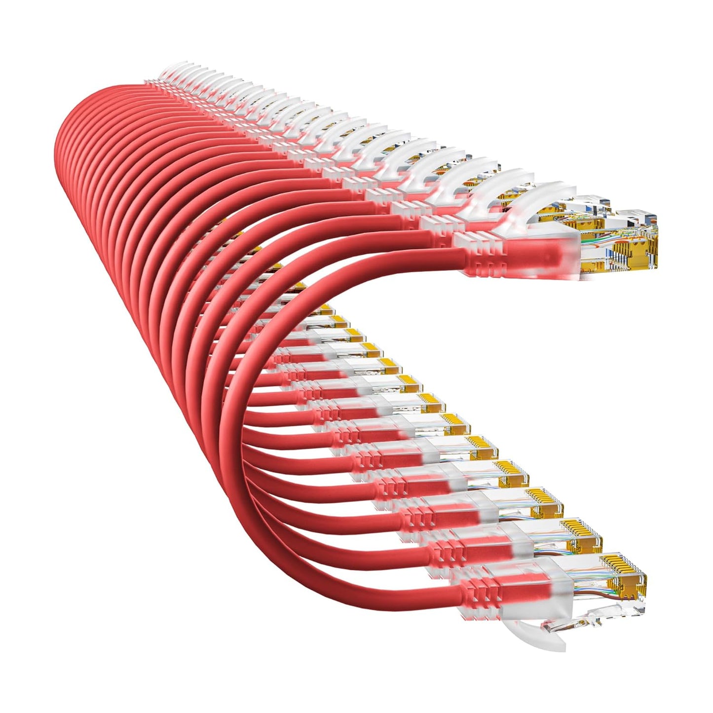 Cat6a Patch Cables 0.5ft (24 Pack) Slim, Cat6 Ethernet Patch Cable Pure Copper, Flexible Cat 6 Patch Cable 550MHZ 10G, Space-Saving Cat 6A Network Cables for Patch Panel, Red