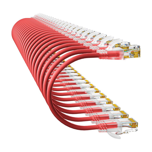 Cat6a Patch Cables 0.5ft (24 Pack) Slim, Cat6 Ethernet Patch Cable Pure Copper, Flexible Cat 6 Patch Cable 550MHZ 10G, Space-Saving Cat 6A Network Cables for Patch Panel, Red