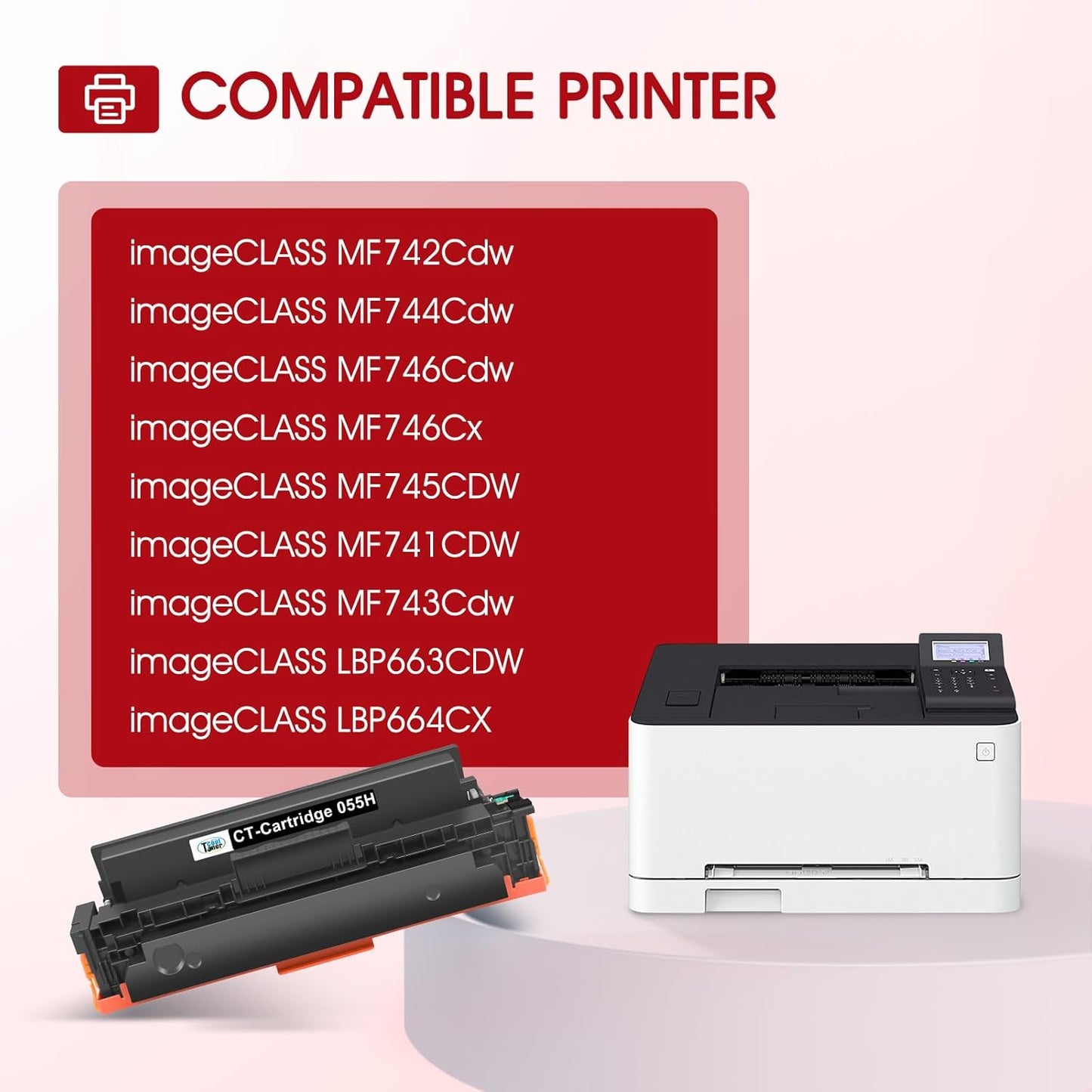 055H Toner Cartridge Set High Yield Compatible Replacement for Canon 055H 055 for Canon Color ImageCLASS MF743Cdw MF741Cdw MF743 MF741 MF746Cdw MF740C MF745Cdw LBP664Cdw Printer Ink (K/C/M/Y, 4-Pack)