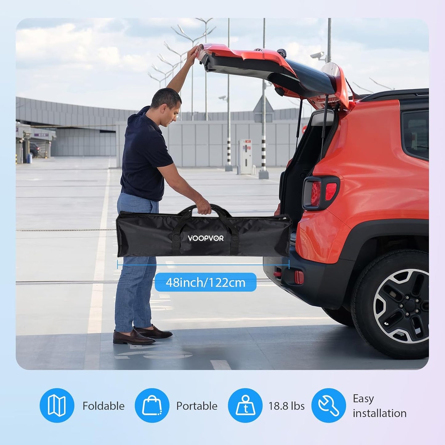 200 Inch Projector Screen with Stand: VOOPVOR 16ft Portable Large Projection Screen and Stand Outdoor - Front/Rear Movie Screen Indoor 16:9 4K HD - Wrinkle-Free & Carry Bag for Backyard Cinema