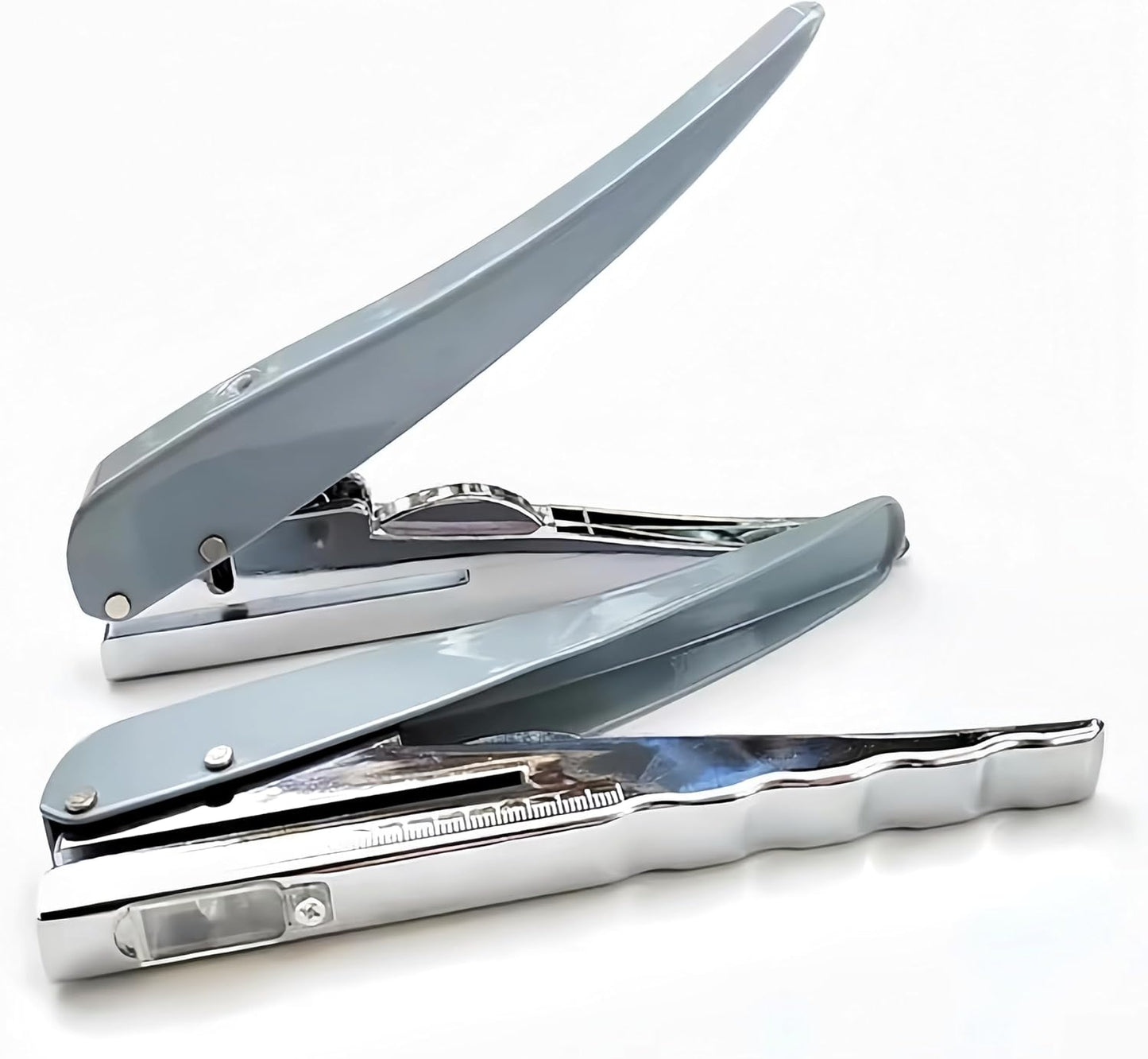 1 Pack 1/4 inch (6mm) Single Hole Punch Heavy Duty Round Hole Paper Puncher 2 Inch Reach Deep Throat Hand Held Long Hole Punch for Paper ID Cards PVC Tags Plastic Cardboard, Grey