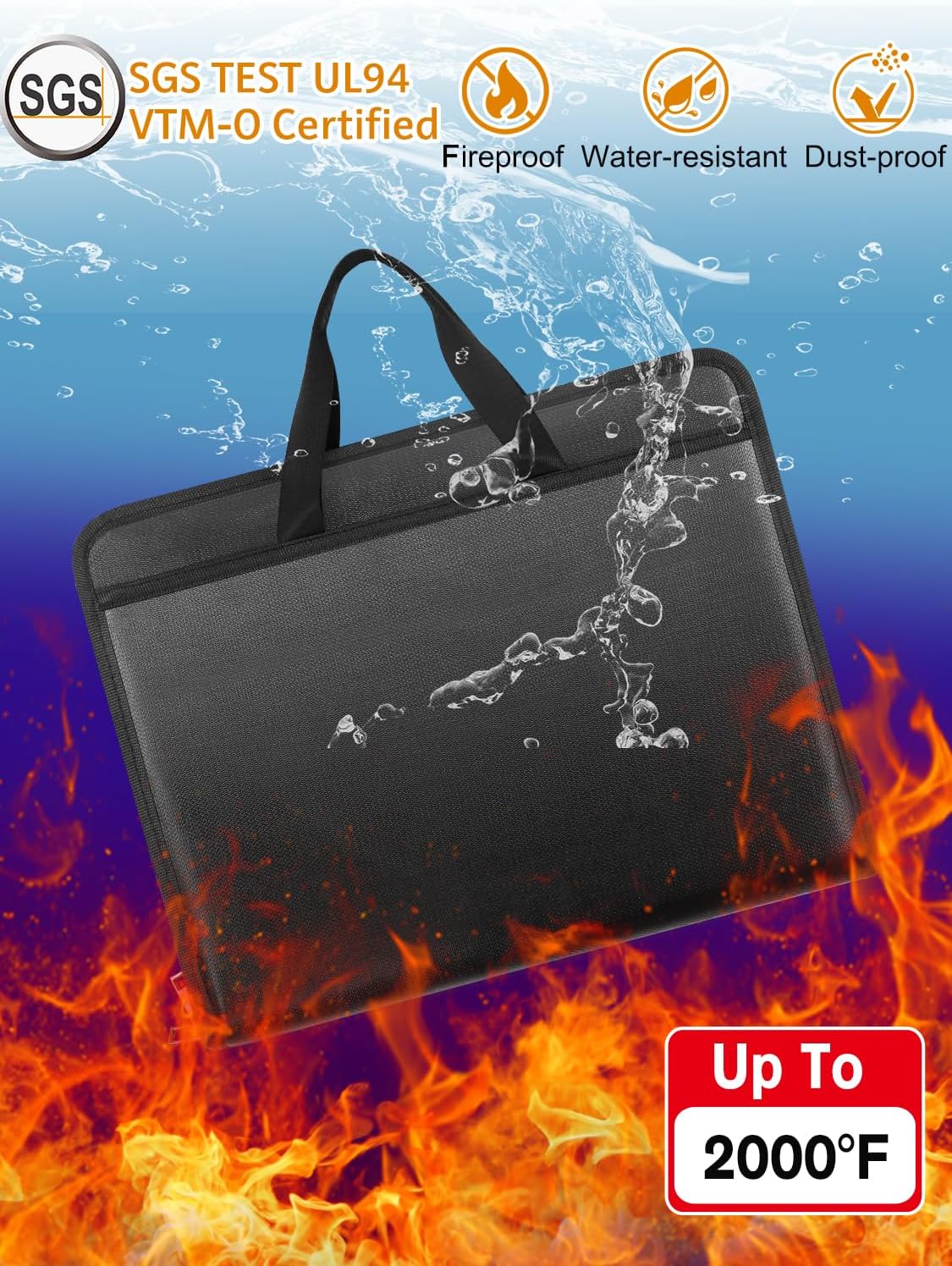 Important Document Organizer Folio Accordion File Organizer Fireproof Expanding File Folder Storage Box with Zipper Labels 13 Pockets for Business Office Receipt Travel