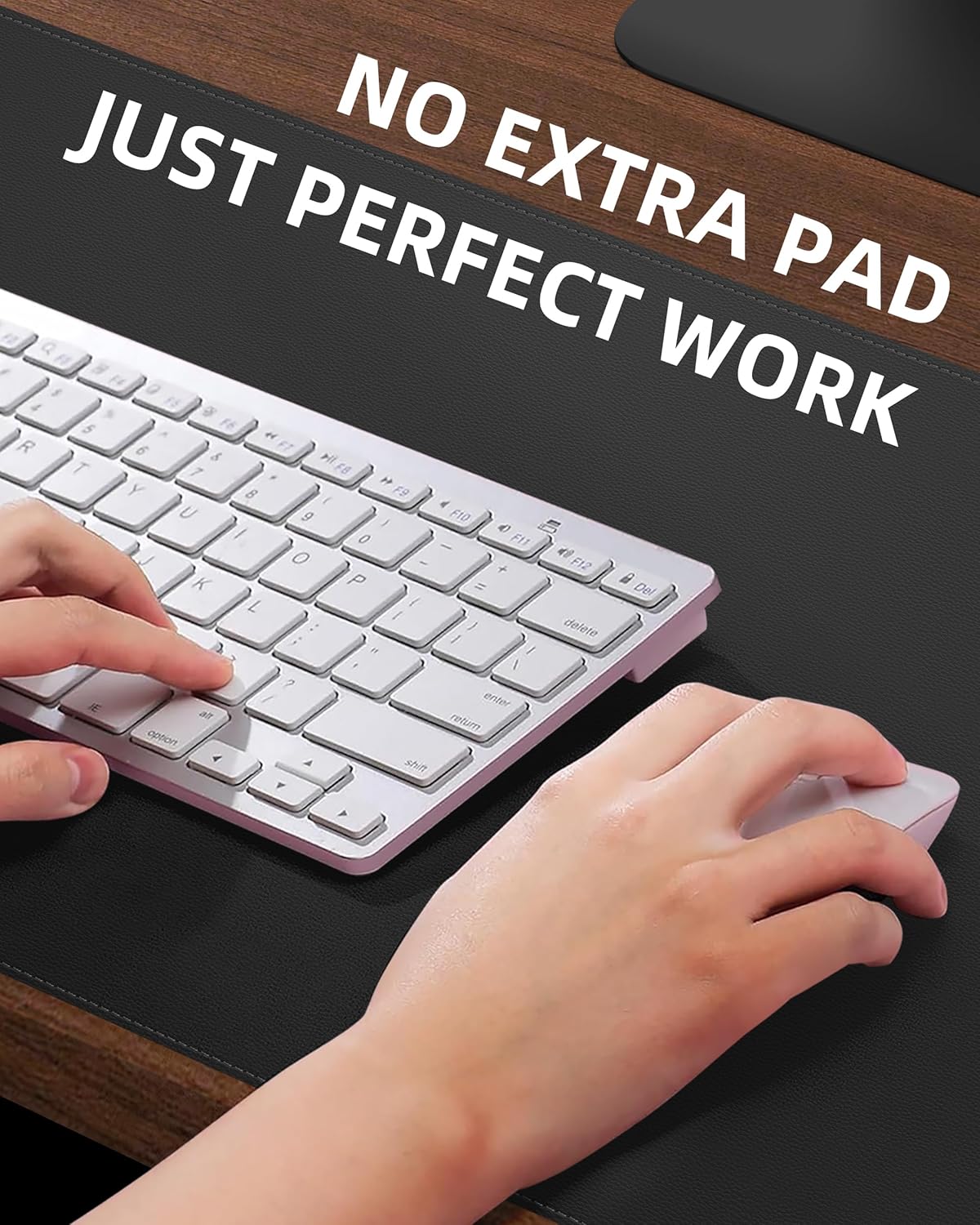 Extra Large Desk Pad Mat - Waterproof Mouse Pad & Desk Protector, Non-Slip XXL PU Leather Gaming Mat for Keyboard/Mouse, Stitched Edge with Ergonomic Support, 55"x17" (Black)