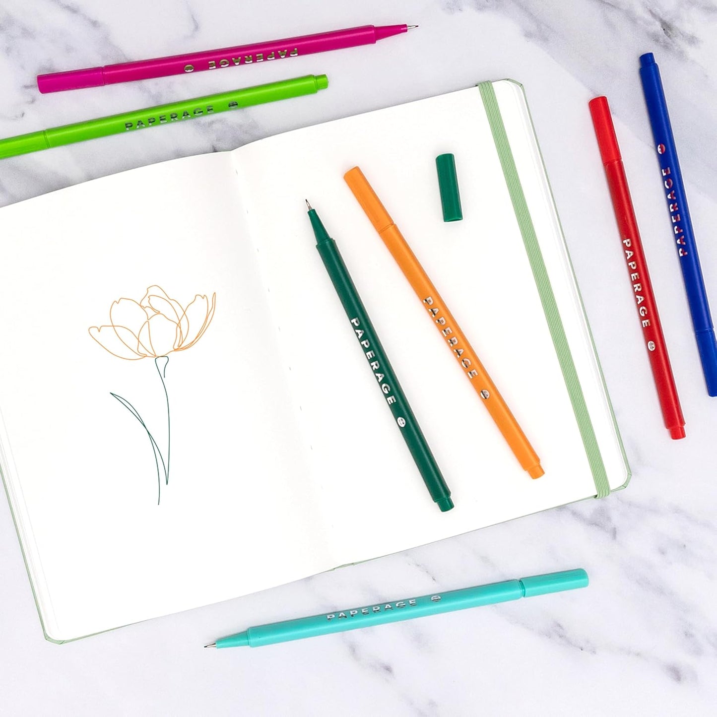 PAPERAGE Blank Journal Notebook, (Dark Green), 160 Pages, Medium 5.6 in x 8 in - 100 GSM Thick Paper – Hardcover Journaling Notebook for Work, School, Note Taking or Sketching