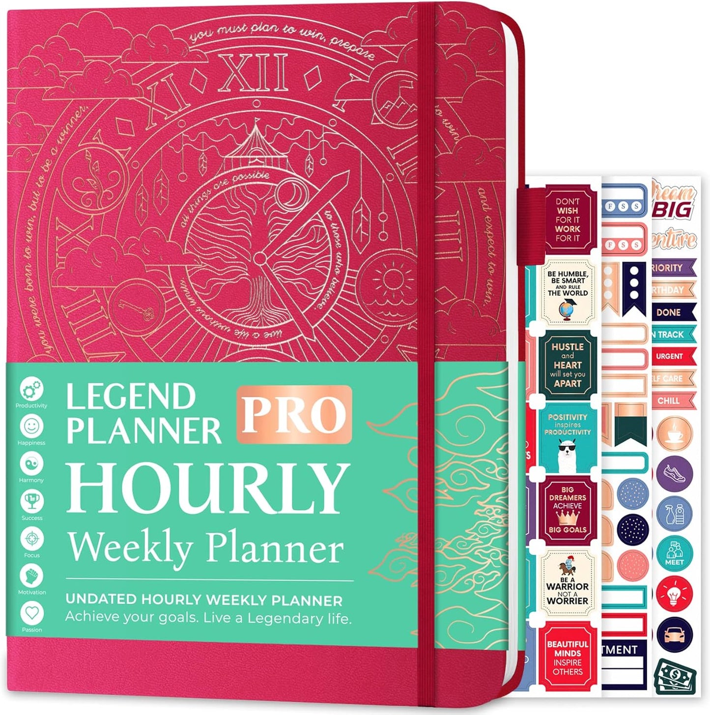 Legend Planner PRO Hourly Schedule - Weekly & Daily Organizer with Time Slots. Appointment Book Journal for Work & Personal, A4 (Hot Pink)