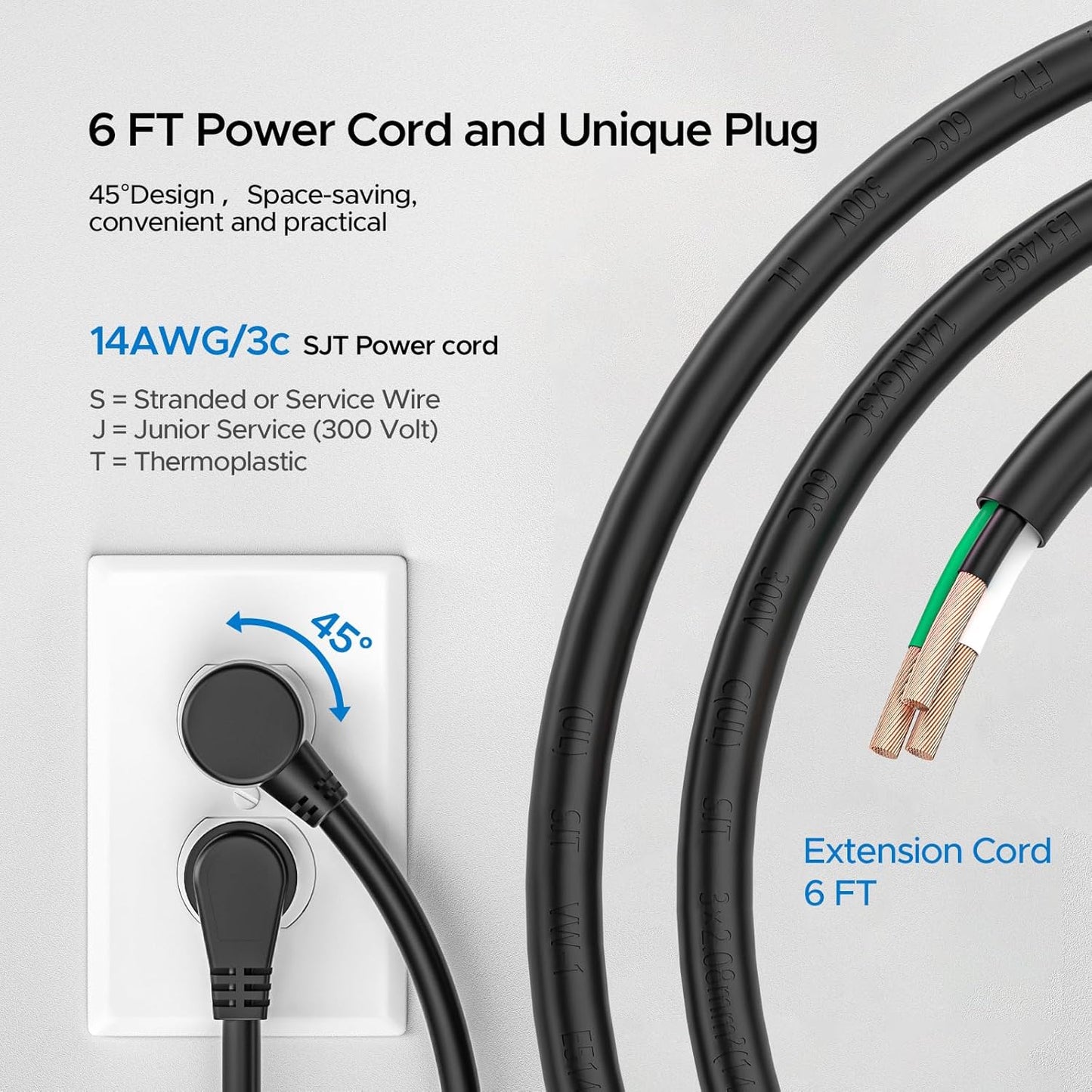 CRST 8 Outlet Metal Heavy Duty Power Strip, 2100J Surge Protector, 6FT Cord Mountable Wide Spaced Industrial Power Strip,15A/1875W