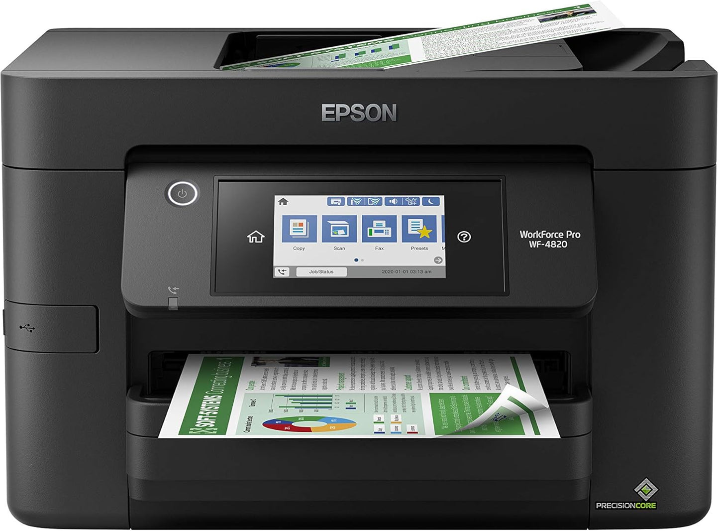Epson® Workforce® Pro WF-4820 Wireless Color Inkjet All-in-One Printer, Black, Large & T252 DURABrite Ultra Ink High Capacity Black Cartridge (T252XL120-S) for Select Workforce Printers