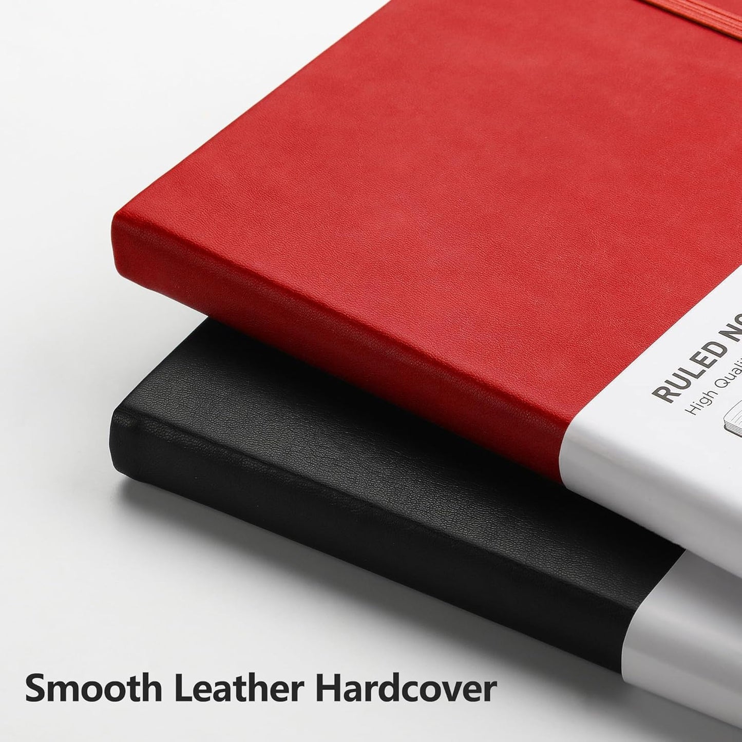 RETTACY Lined Journal Notebook, 192 Numbered Pages, A5 Medium Size (5.7'' x 8.3''), for Men & Women, Journaling, Writing, Work & Office, Leather Hardcover, 100 GSM Thick Paper (Red)